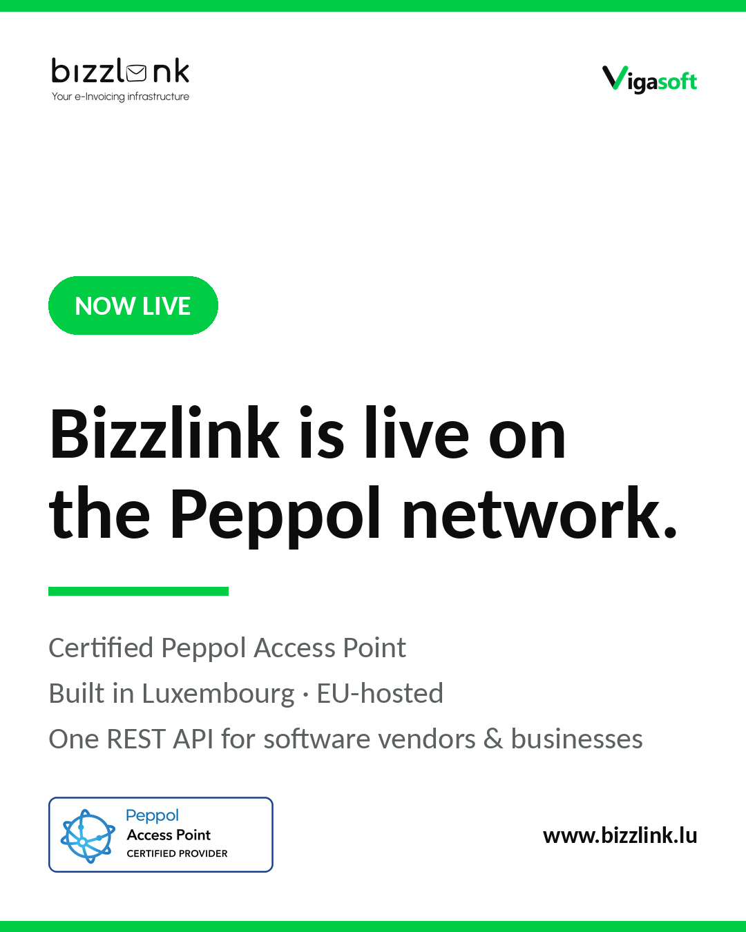 Bizzlink is live: Certified Peppol Access Point from Luxembourg